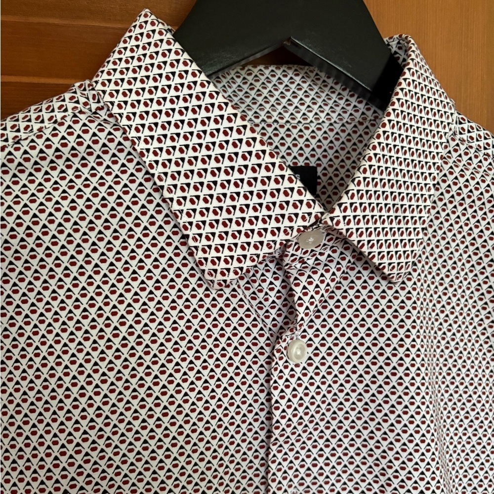 Slim Fit Geometric Button Down Shirt